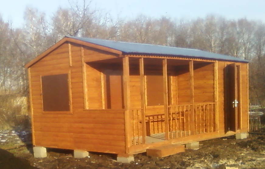Садовый домик с терассой р-р 6x3,95 м, арт. 012
